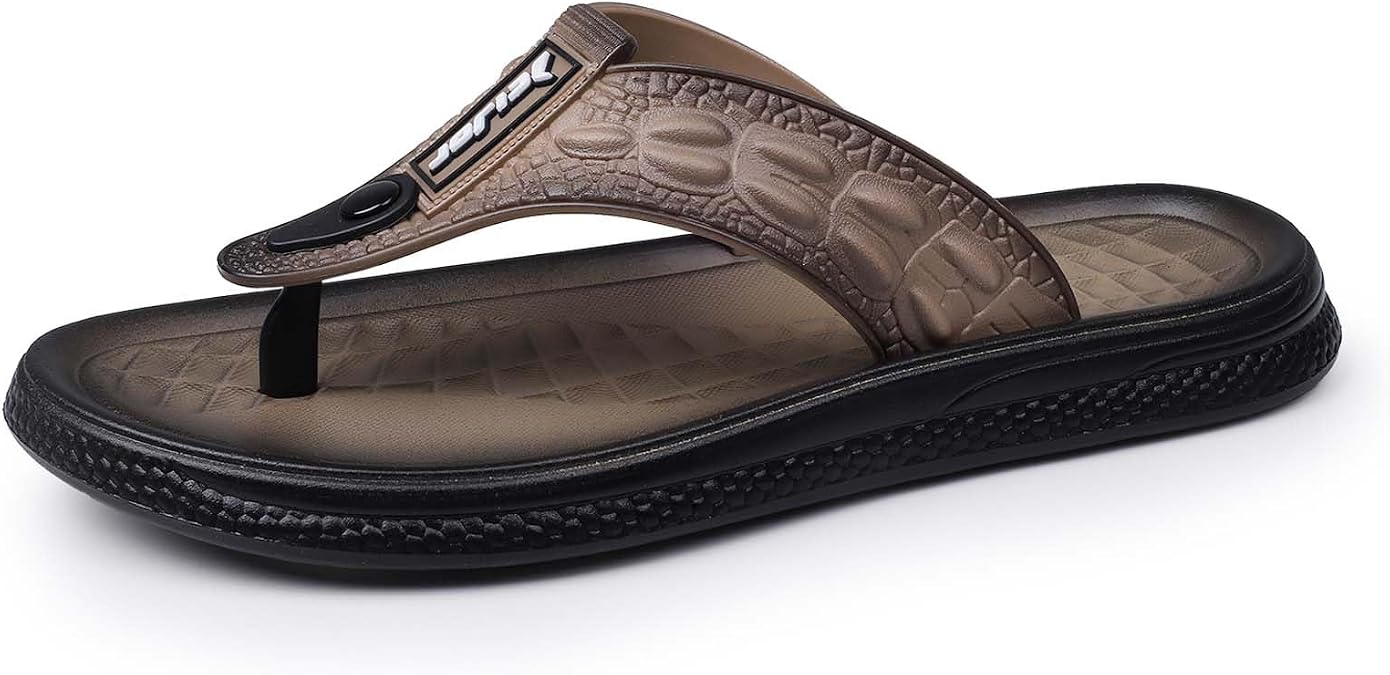Men's Leather Flip-Flops, Comfortable and Non-Slip, Perfect for Outdoor Vacations, the Pool, the Beach, and the Shower
