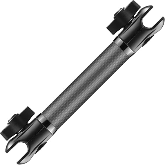 Tackform 8" Long 20mm Ball and Socket Arm DuraLock 20 Series Carbon Fiber Arm | Dual 20mm Sockets with Optional Anti-Theft Knobs | Black