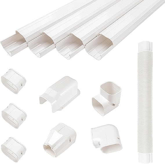 GUYAAC Mini Split Line Set Cover, Air Conditioner Decorative PVC Line Cover Kit, Suitable for Heat Pumps, 3-Inch W, 15Ft L