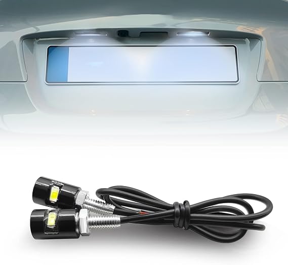 2PCS License Plate Light, Super Bright 12V White LED Bulb License Screw Bolt LED, Waterproof License Plate LED Bulb Black Aluminium Light Holder Universal for Car Motorcycle Truck RV ATV Bike