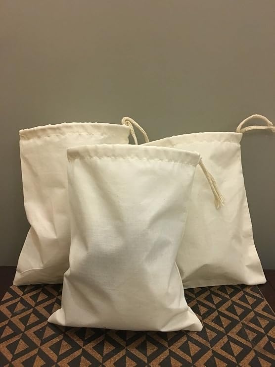 8"x12" COTTON SINGLE DRAWSTRING MUSLIN BAGS (Natural Color)-50 count pack