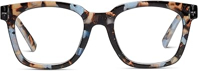 Peepers by PeeperSpecs Women's to The Max Square Light Blocking Reading Glasses, Blue Quartz, 49 + 0