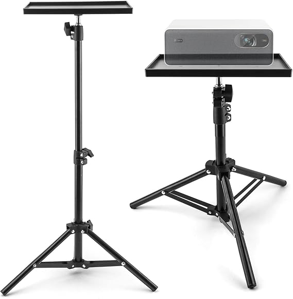 Projector Tripod Stand, Portable Laptop Tripod Stand, Multi Purpose DJ Equipment Studio Stand Mount Holder for Outdoor Office Home Stage, Adjustable Height 21.46 to 43.5 Inch