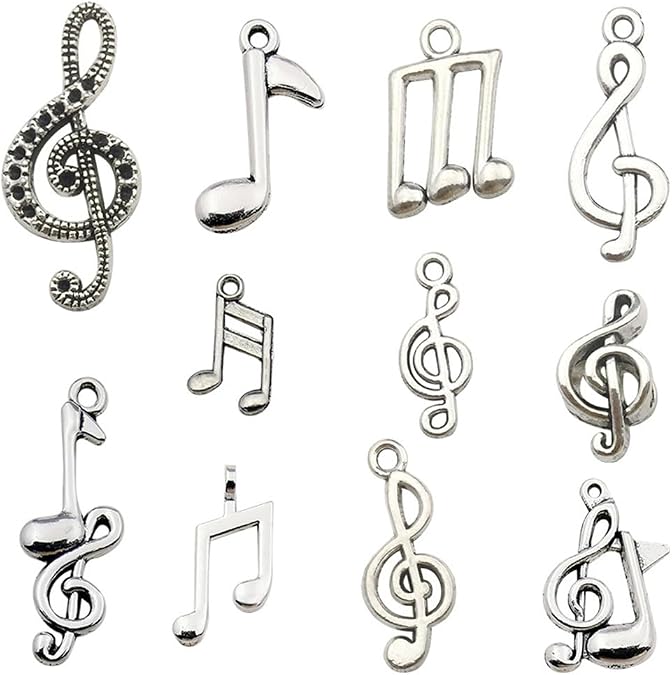 Music Notes Charm,Alloy Multistyle Musical Notation Symbol Charm Pendant Connector for DIY Jewelry Making Accessaries(40pcs)