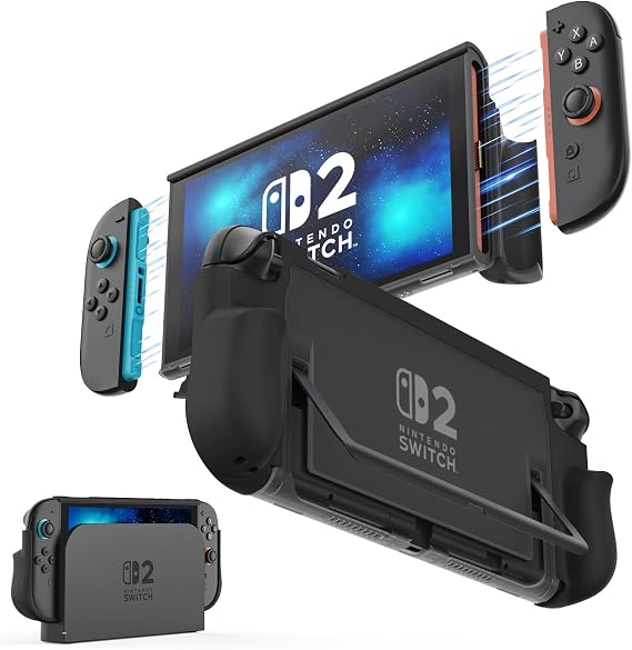 MoKo Dockable Case Compatible with Nintendo Switch 2 & Kickstand | TPU Protective Case, Quick-Release JoyCon Design, Slim Ergonomic Grip, Shock & Scratch Resistant, Reserved Kickstand Cutout