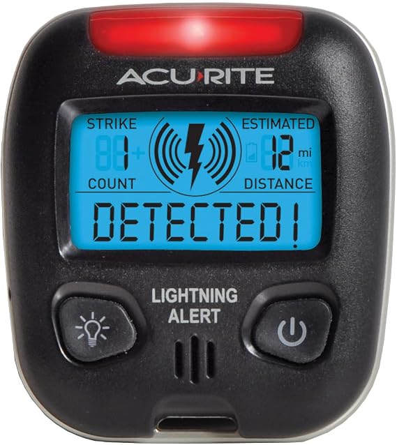 AcuRite 02020 Portable Lightning Detector Black, 212L x 1W x 234H