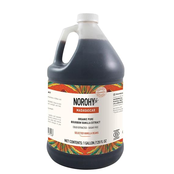 ORGANIC PURE BOURBON VANILLA EXTRACT 128 fl oz without seeds made with beans from MADAGASCAR