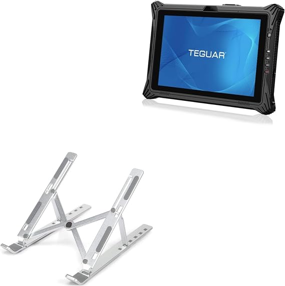 BoxWave Stand and Mount Compatible with Teguar TRT-5280-10 - Compact QuickSwitch Stand, Portable Multi Angle Viewing Foldable Riser - Metallic Silver