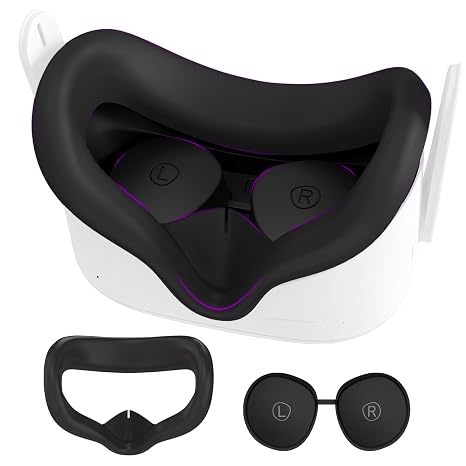Silicone Face Cover for Meta Quest 2 Standard Facial Interface with Lens Cover Washable Vr Covers for Oculus Quest 2 Accessories Silicone Cover Only, Plastic Interface NOT Included