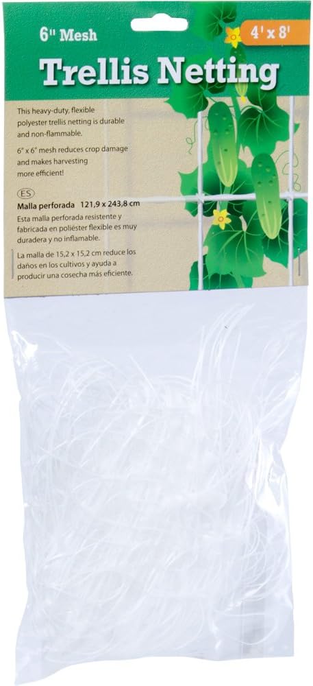 Hydrofarm HGN84 Flexible Polyethylene, 4 x 8', 6" Mesh Trellis Netting, 4x8 Feet
