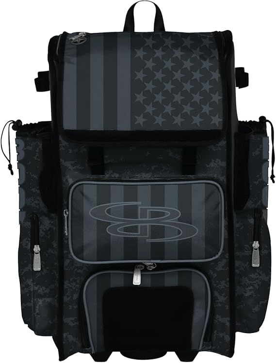 Boombah Superpack Hybrid Rolling Bat Bag - Wheeled & Backpack Version - USA Clandestine 2 - Multiple Color Options
