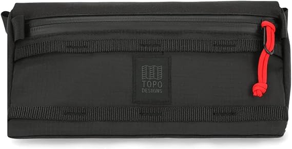 Topo Designs Bike Bag - 2 Sizes, Handlebar Attachment, Stash Pocket for Tools and Essentials (Regular, Black/Black)