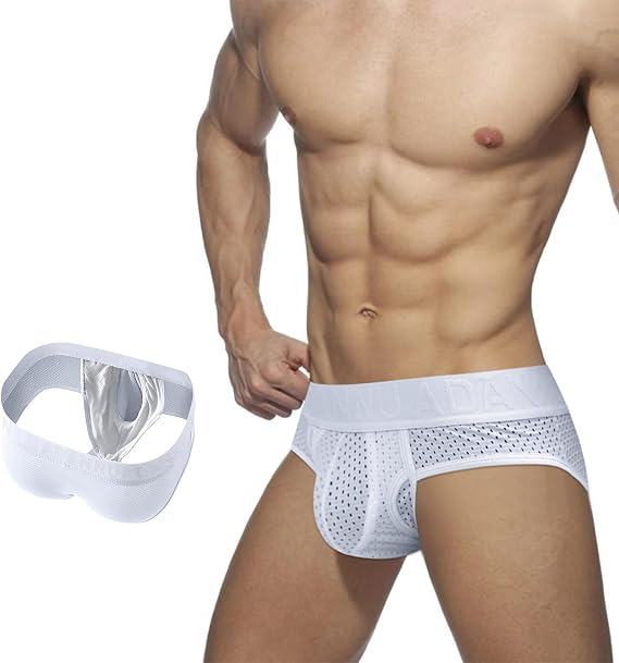 Meshal Men's Separate Pouch Athletic Underwear Briefs | Breathable Mesh, 3D Ball Pouch Support, Wide Waistband