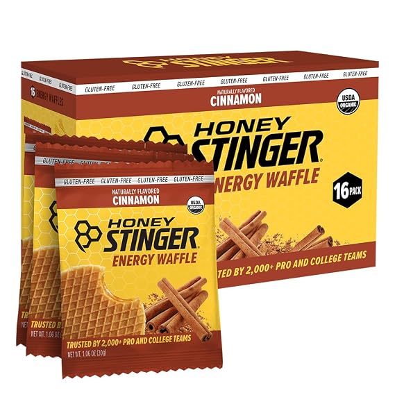 Honey Stinger Organic Gluten Free Cinnamon Waffle, Energy Stroopwafel for Exercise, Endurance and Performance, Sports Nutrition for Home & Gym, Pre and Post Workout, 16.96 Ounces (Pack of 16)