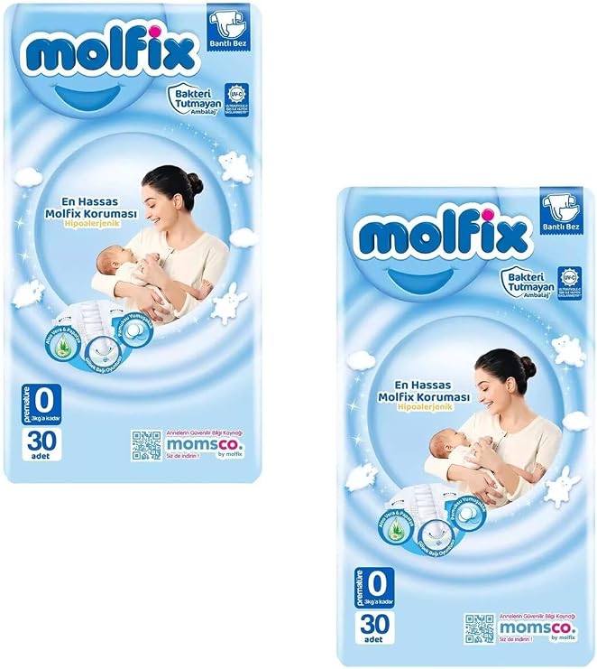 Molfix 0 Numara Prematüre Bebek Bezi, 30'lu, 2 Adet