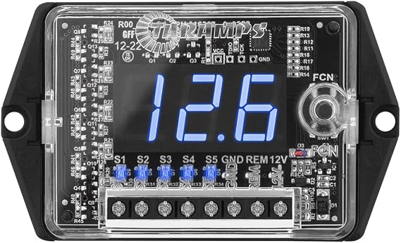 TARAMPS VTS5.1 Automotive Digital Voltmeter and Sequencer VTS 5.1 Blue LED Automotive Car Audio 5 Sequencer Outputs SPL Mode Voltage Protection, Digital Display, Car Audio Monitor, Black