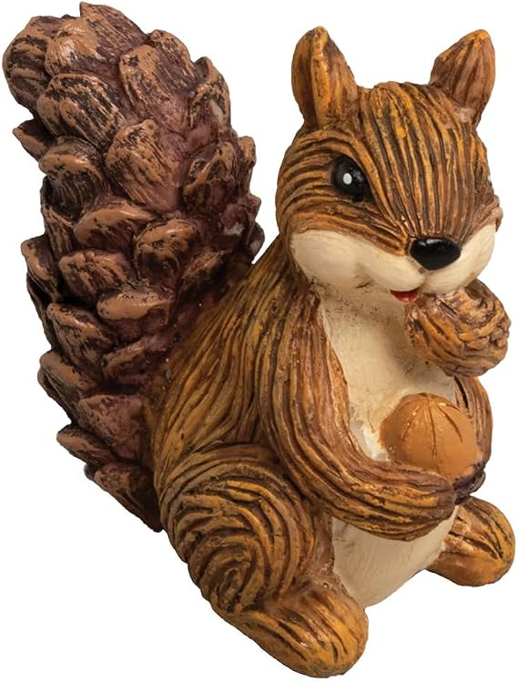 Pine Cone Tailed Squirrel Figurine, Polyresin, Home Decor Accessories