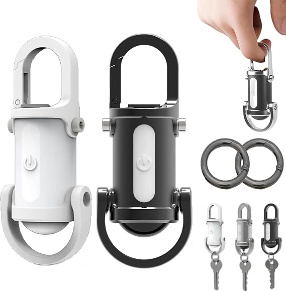 Mini Torch, Mini Flashlight Keychain, Mini Keychain Flashlight, Mini Flashlight for Emergency Power, 3 in 1 Flashlight & Power Bank & Keychain (Black+White)