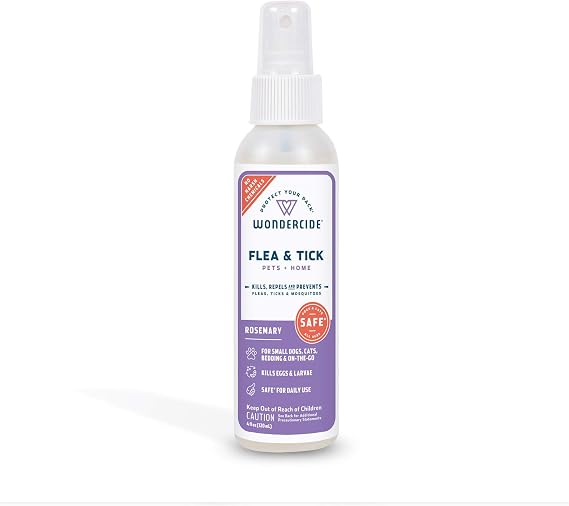 Wondercide - Flea, Tick & Mosquito Spray for Dogs, Cats, and Home - Flea and Tick Killer, Control, Prevention, Treatment - with Natural Essential Oils - Pet and Family Safe - Rosemary 4 oz