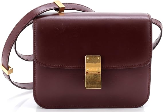Pre-Loved Classic Box Bag Smooth Leather Teen, Burgundy