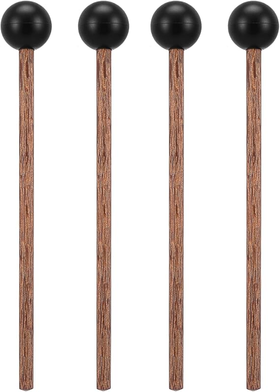 4Pcs Small Steel Tongue Drum Mallets, 5.9"Rubber Drum Mallets Sticks | Xylophone Mallets for Xylophone Glockenspiel Musical Instruments Mallet Birch Wood Handle Silicone Head Percussion Sticks