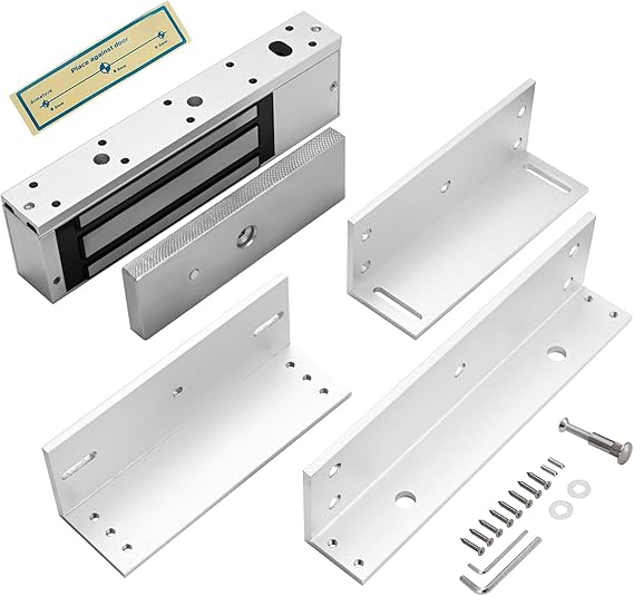 Electric Magnetic Lock with Z and L Bracket 500KG 1200LBS Holding Force Electromagnet Lock 12V Fail Safe NC Mode Single Door for Access Control System (1200Lbs with Z and L Bracket)