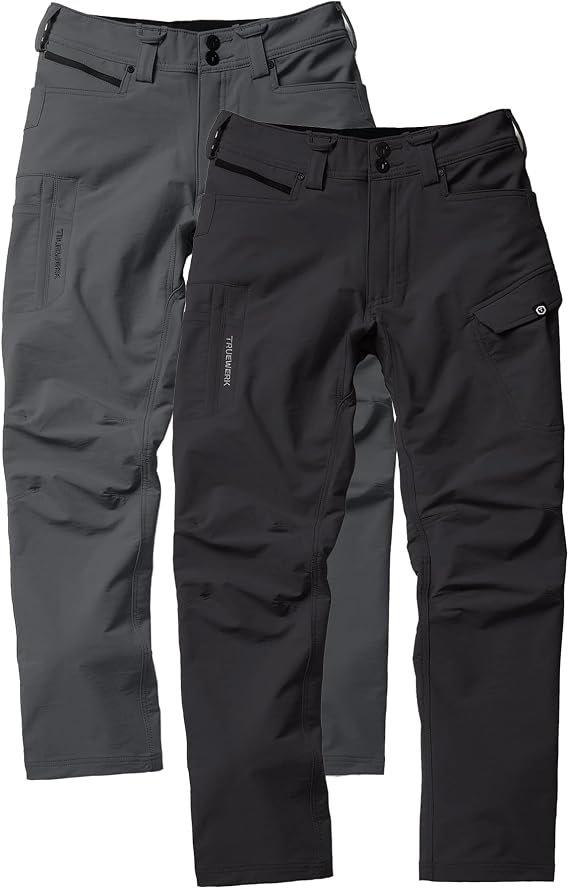 TRUEWERK Men's Work Pants - T2 WerkPant Technical Workwear, 36W X 32L, Black & Deep Grey Bundle