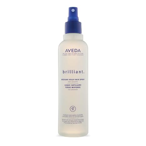 Aveda Brilliant Medium Hold Hair Spray | Non-Aerosol Spray | Anti-Humidity | Adds Shine | for All Hair Types | Jasmine, Rose, Clove Aroma | 8.5 Fl Oz
