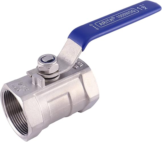 ARITA 1PC Ball Valve, Stainless Steel 304 Reduced Port 1000PSI for Water, Oil & Gas, Female NPT (1-1/2")