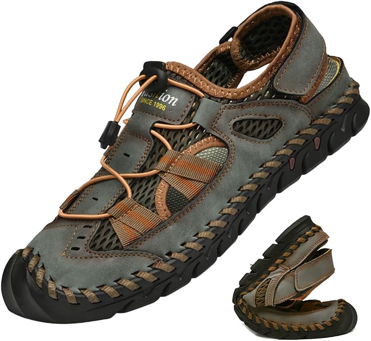 HESBITEUL Mens Sport Sandals Breathable: Outdoor Fisherman Shoes Adjustable for Summer
