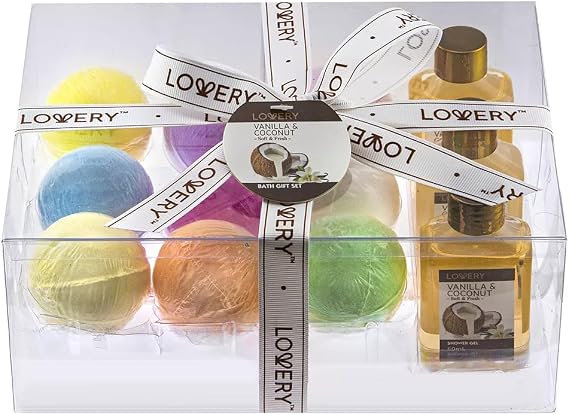 Birthday Gifts for Him. Bath Bombs Gift Set - HomeSpa Set with Vanilla Coconut Shower Gel, Shampoo, Bubble Bath & 9 Huge Bath Bombs with Shea & Coco Butter, Vitamin E - Birthday Gifts