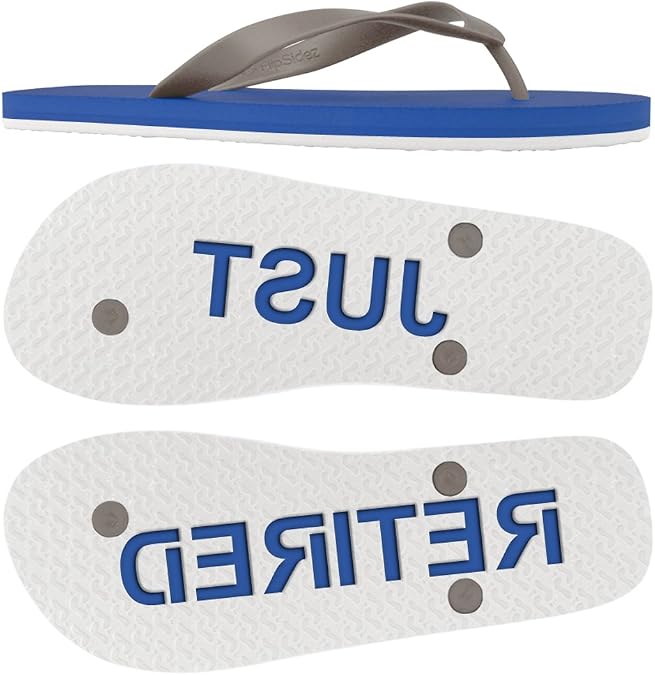 Mens JUST RETIRED sand imprint flip flops 