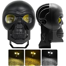 Skull Head Beyaz Sarı Fokus Lens 30w Motosiklet Sis Farı 2 Adet Off Road Spot Sel Kombo Delici Taşkın Çalışma Lambası Yardımcı Sürüş Işık Barları [Enerji Sınıfı A]
