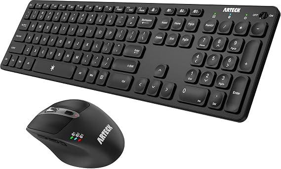 Arteck Universal Multi-Device Bluetooth Keyboard and Mouse Full Size Wireless Bluetooth Keyboard and Ergonomic Mouse Set for Windows, iOS, Android, Computer Desktop PC Laptop iPad Tablet Smartphone