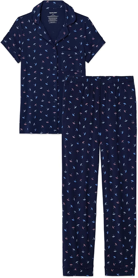 Tommy John Women's Short Sleeve Top and Pant Pajama Set