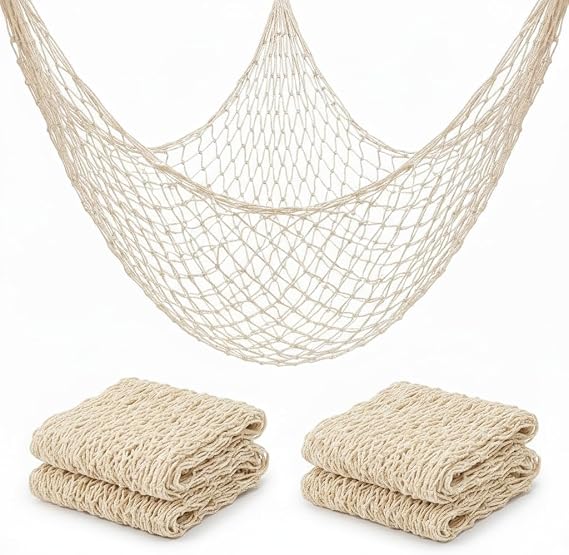 Sukh Fish Net Decorations for Party - 2PCS 40 * 80in Decorative Fishing Net | Cotton Fishnet Table Runner Halloween, Room or Birthday Party Decorations for Pirate, Nautical, Coastal, Beach & Ocean Theme