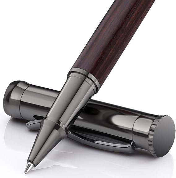 WEMATE Wood Rollerball Pen Set + Journal with Lock
