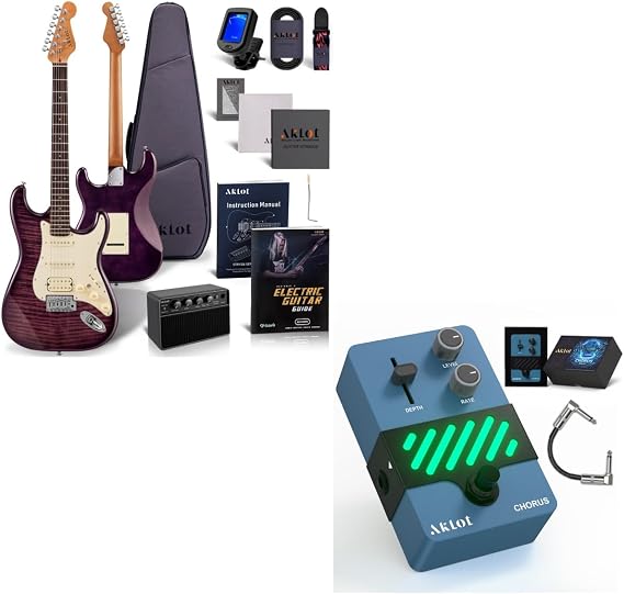 AKLOT Stryde Electric Guitar Kit with Chorus Guitar Pedal, Violet Venom