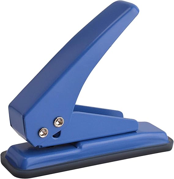 MROCO Single Hole Punch 1/4", 20 Sheet Punch Capacity, Non-Skid Base, Blue | Handheld with Non-Skid Base for Paper Chipboard Craft Paper and Art Project, ideal for office, school, DIY