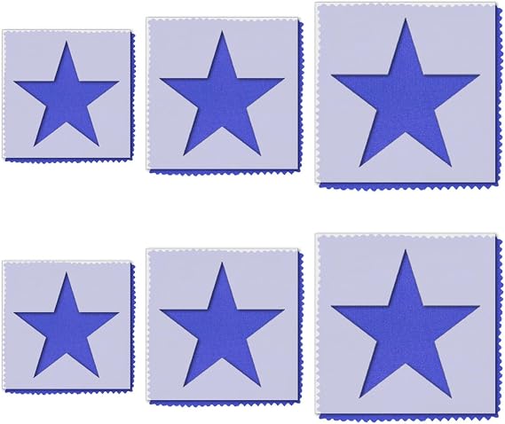 Star Stencil Set 6 Pack, Two of Each in 2, 3, and 4 Inches Reusable Stencils for Painting on Wood, Walls, Fabric, Canvas, and DIY Crafts Durable Plastic for Art and Home Decor