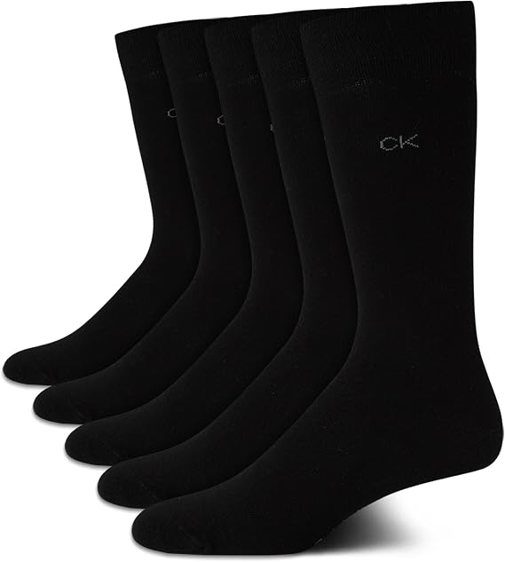 Calvin Klein Mens 5 Pack Soft Cotton Blend Dress Crew Socks | Soft Breathable Fabric With Classic Mixed Patterns and a Stay Up Cuff, Refined All Day Comfort for Work and Casual Outfits