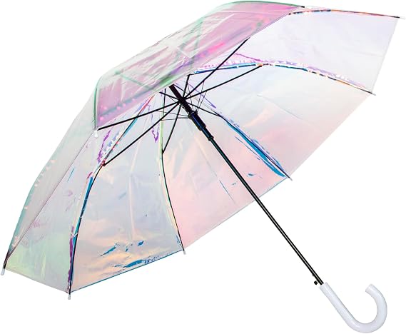 ShedRain Iridescent Stick Umbrella, 50" Canopy, Crook Handle, Iridescent