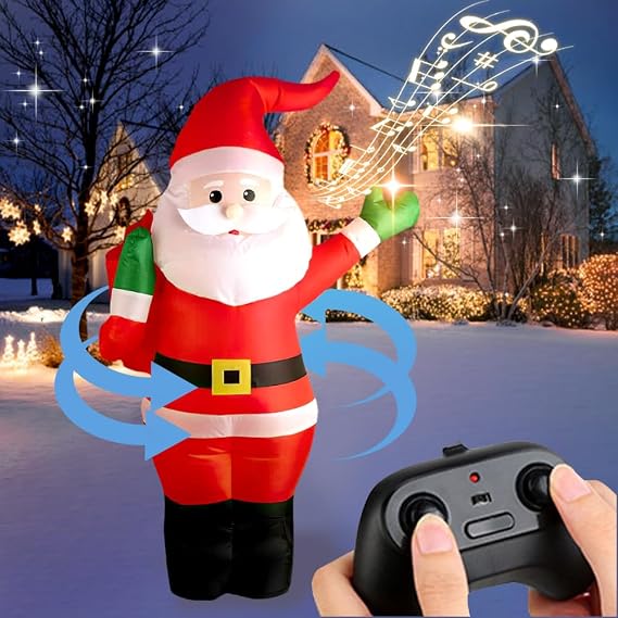 4FT Remote Control Inflatable Santa Walking & Moving RC Santa Claus Toy, 2.4GHz Rechargeable Blow-Up Christmas Inflatable for Kids, Self-Inflating Holiday Decoration