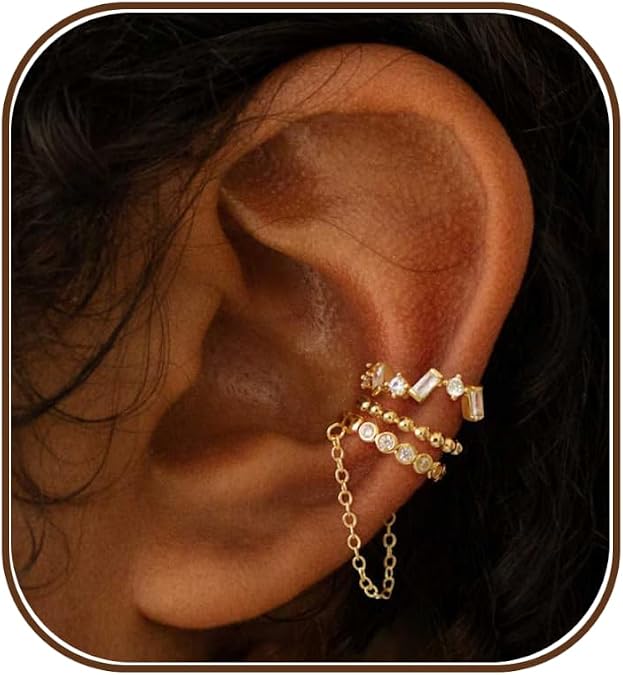 XIXINI Ear Cuff Earrings for Women Trendy,14K Gold Plated Clip On Cartilage Earrings Set Hypoallergenic Cuff Earrings Stack Dainty Ear Cuffs Non Piercing Gold Clip On Earrings Non Tarnish Jewelry