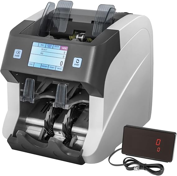 Money Counter Money Counter Machine Mixed Denominations Note Bill Counter Machine with Led Display 2Cis/Uv/Mg/Mt/Db Counterfeit Detection Serial Number Recording Cash Fast and Easy