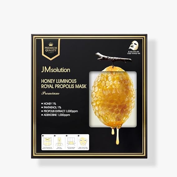 JMsolution Honey Royal Propolis Mask (5 Sheets) | Premium 2-Chamber Fresh Delivery | Infused with 5 Honey Extracts & Propolis | Ultimate Nourishing & Firming | K-Beauty