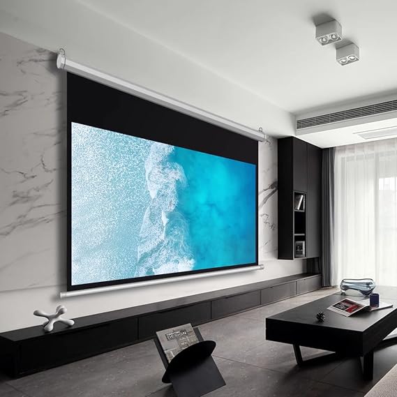 Generic 72 Inch Motorized Projector Screen, 4:3 16:9 4K 1080 HD Electric, White Glossy, Wall Mount, Office Home Theater Movie Screen