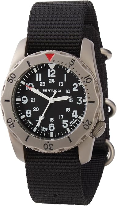 BERTUCCI 40 mm Titanium Field Watch - A-2TR Field ProTM - Black dial, Black Nylon Band - 12114