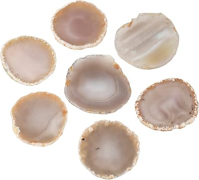 SUNYIK Natural Color Light Table Agate Slice Set, Polished Stone Geode Drusy Healing Crystal Slab Cards, Pack of 5, 1.5-3 in Length
