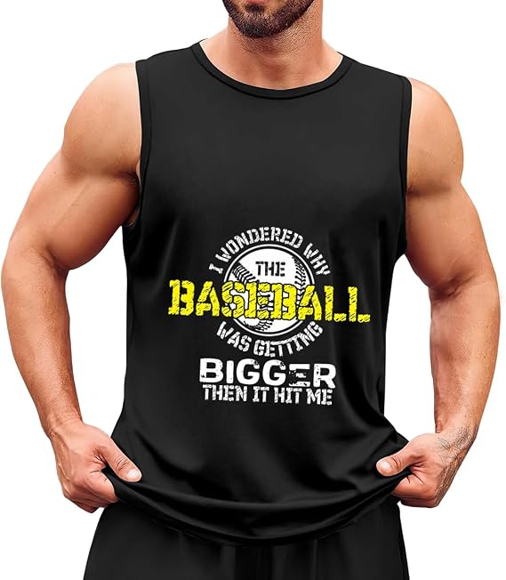 Men's Tank Top,Baseball Bigger,Athletic Gym Workout Muscle Shirts top